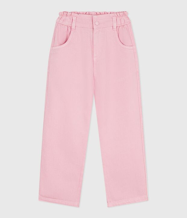 Pantalon enfant en coton rose clair