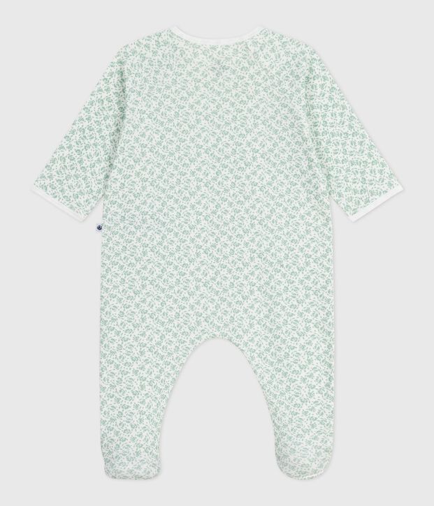 Pyjama b&eacute;b&eacute; en coton fleuri blanc/vert