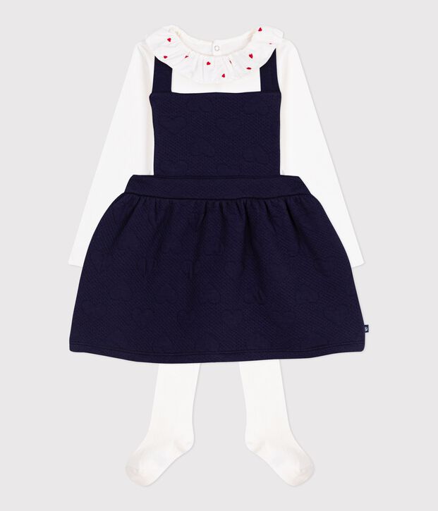 Ensemble cadeau b&eacute;b&eacute; en coton : robe, body et collant multicouleur