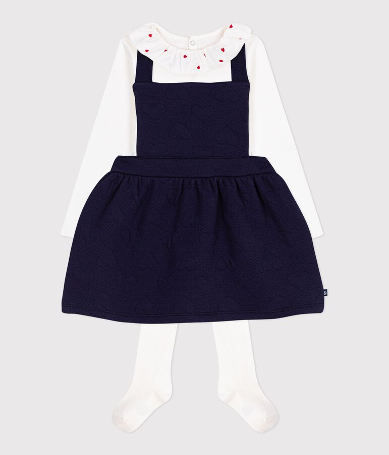 Ensemble cadeau b&eacute;b&eacute; en coton : robe, body et collant multicouleur
