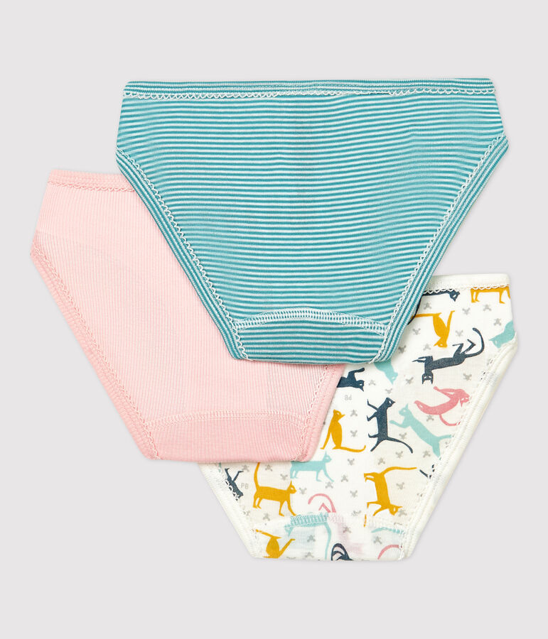 Lot de 3 culottes petite fille en coton et lyocell multicouleur