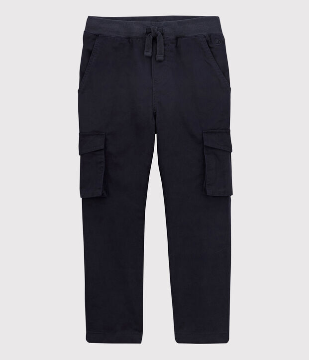 Pantalon regular en gabardine  enfant gar&ccedil;on bleu marine