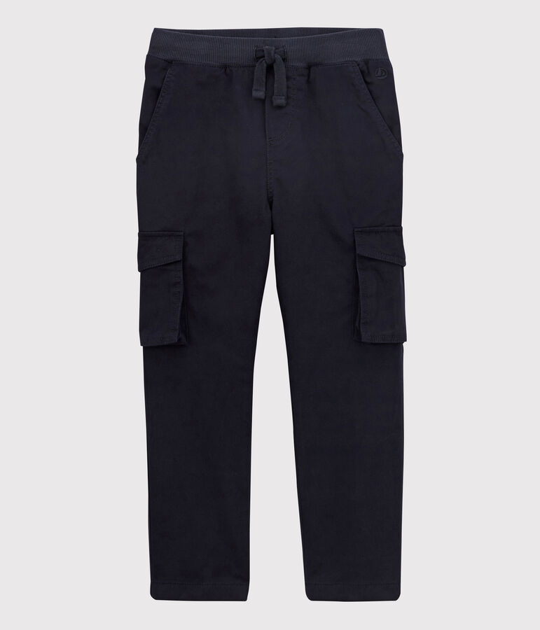 Pantalon regular en gabardine  enfant gar&ccedil;on bleu SMOKING