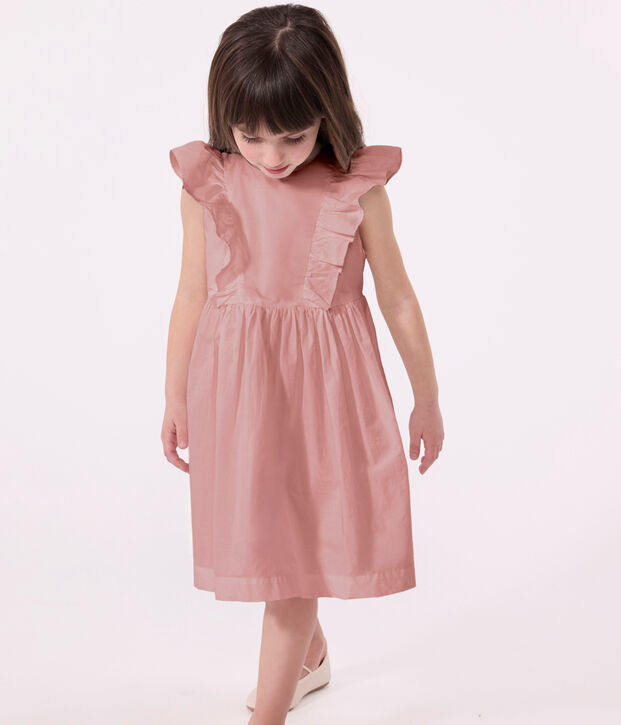 Robe sans manches enfant en coton uni rose