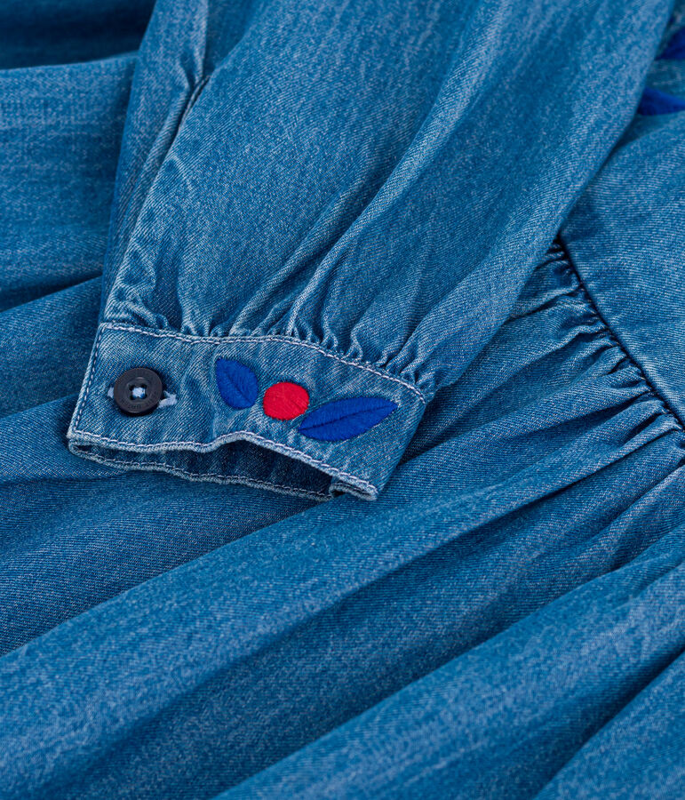 Robe enfant manches longues en denim bleu DENIM CLAIR