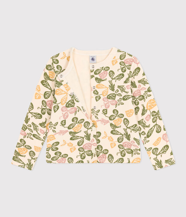 Cardigan en coton enfant fille &eacute;cru/multicouleur