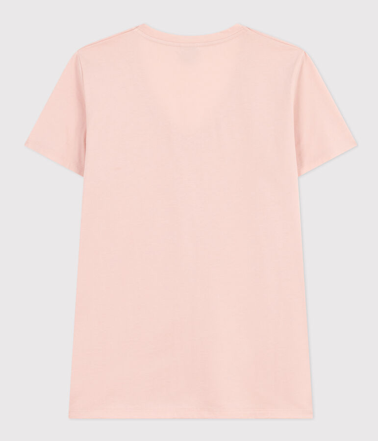 Tee-shirt LE DROIT col V en coton Femme rose SALINE