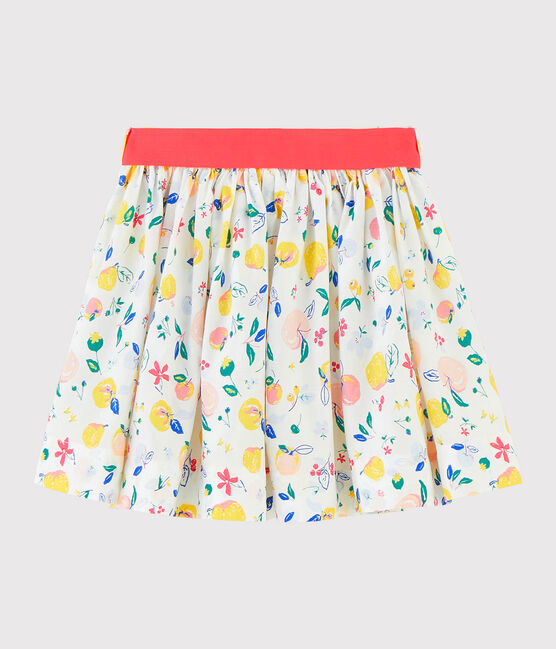 Jupe en popeline enfant fille blanc MARSHMALLOW/blanc MULTICO