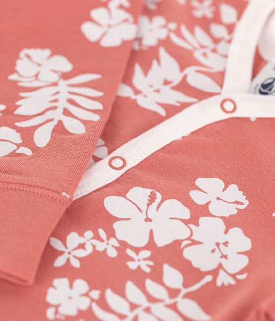 Dors-bien bébé hawaï avec pieds amovibles en coton rose PAPAYE/ MARSHMALLOW