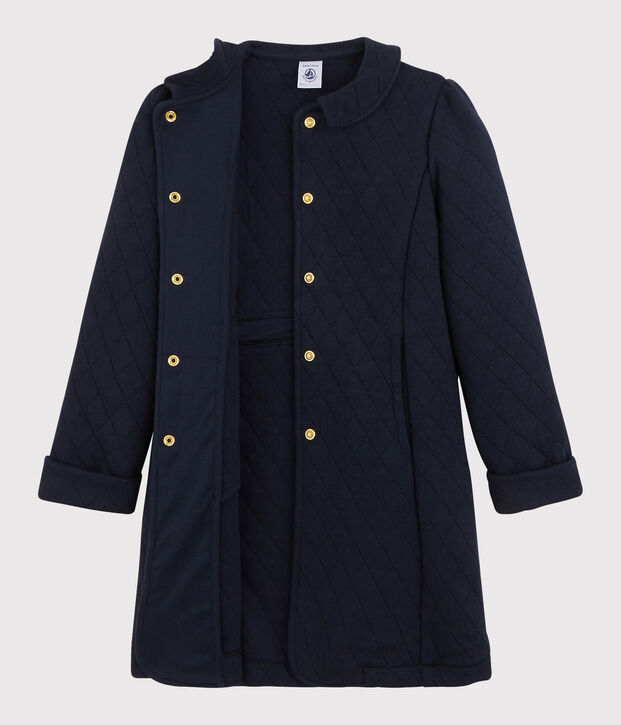 Manteau en tubique enfant fille bleu marine