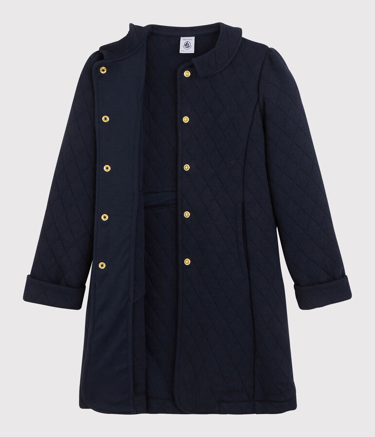 Manteau en tubique enfant fille bleu