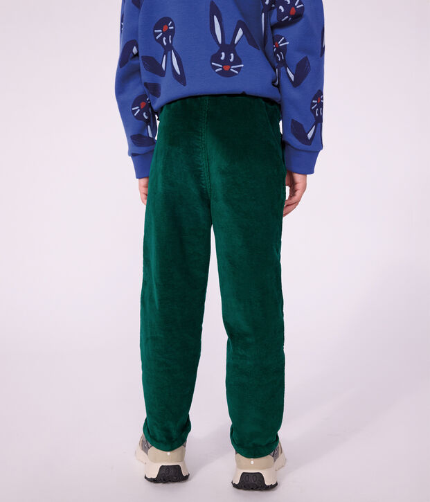 Pantalon droit enfant en velours vert fonc&eacute;