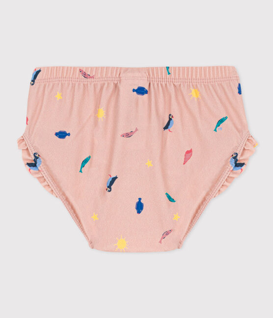 Culotte de bain bébé en matière recyclée rose SALINE/blanc MULTICO