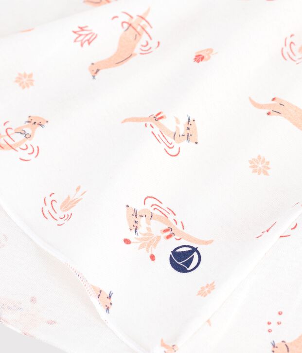 Chemise de nuit &agrave; manches courtes blanc/orange/multicouleur