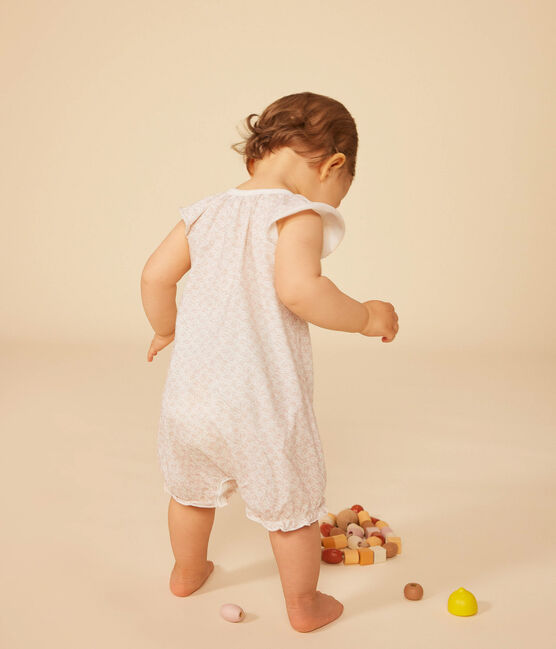 Combinaison courte imprimé fleurs en coton bébé MARSHMALLOW/ PANTY