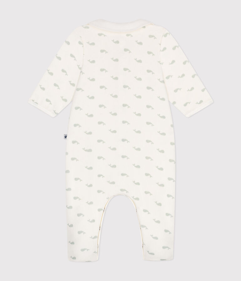 Pyjama en velours b&eacute;b&eacute; blanc MARSHMALLOW/ HERBIER