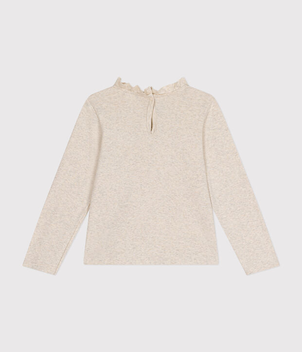 Tee-shirt manches longues en c&ocirc;te enfant fille beige