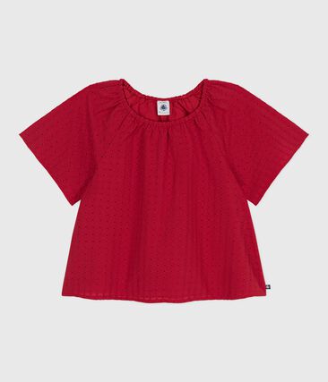 Blouse enfant en coton manches courtes à motif fleurie