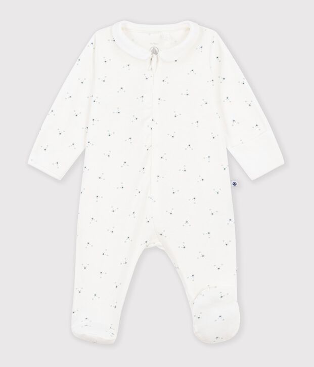 Pyjama b&eacute;b&eacute; en coton imprim&eacute; &agrave; fleurs blanc/multicouleur