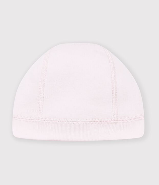 Bonnet b&eacute;b&eacute; en coton uni rose clair