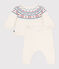 Ensemble 2 pièces bébé cardigan jacquard en tricot blanc MARSHMALLOW/rose CHARME