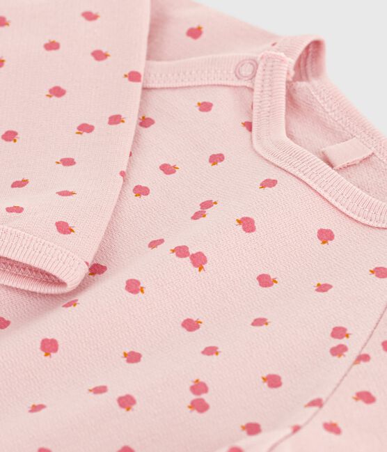 Pyjama bébé en molleton gratté imprimé rose JOLI/blanc MULTICO