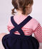 Robe b&eacute;b&eacute; en coton sans manches et broderies c&oelig;urs bleu marine