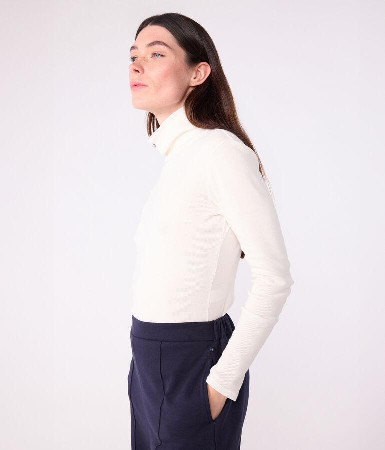 Sous-pull femme l'iconique en laine et coton &eacute;cru MILK