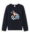 Pull enfant fille bleu SMOKING/blanc MULTICO