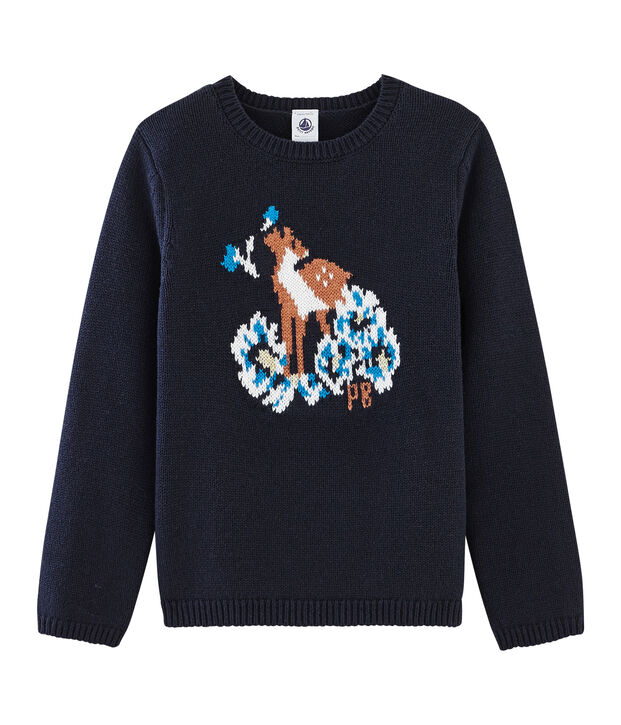 Pull enfant fille bleu/multicouleur