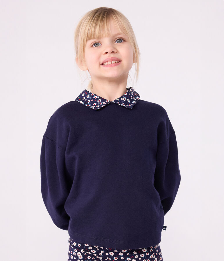 Sweatshirt enfant en coton uni bleu SOIR