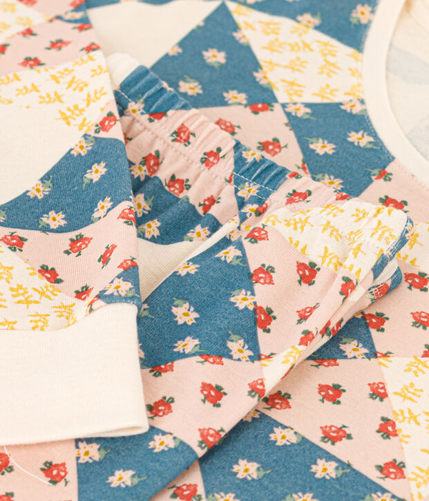 Pyjama patchwork en coton femme &eacute;cru/multicouleur