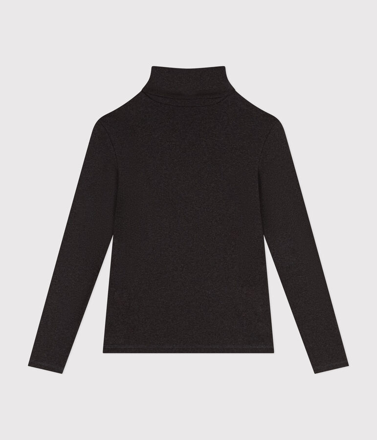 Tee-shirt l'Iconique Col roul&eacute; en coton femme gris CITY CHINE