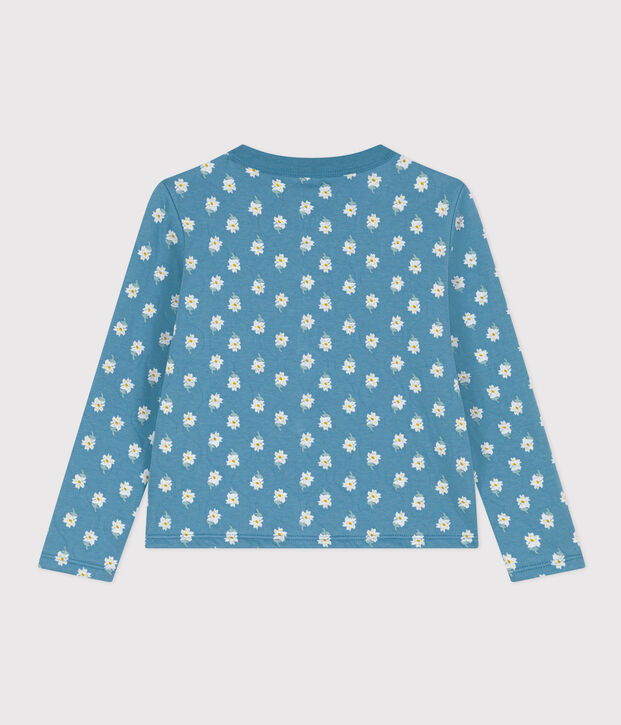 Cardigan imprim&eacute; en tubique matelass&eacute; enfant fille bleu/multicouleur