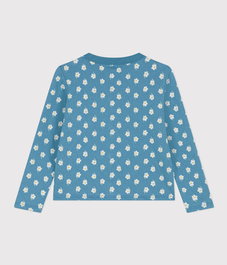 Cardigan imprim&eacute; en tubique matelass&eacute; enfant fille bleu/multicouleur