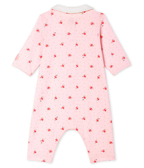 Dors bien sans pieds bébé en côte rose VIENNE/blanc MULTICO
