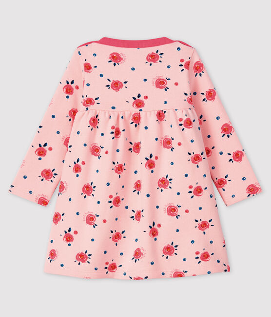 Robe manches longues bébé fille rose MINOIS/blanc MULTICO