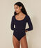 Body en coton et élasthanne femme bleu SMOKING