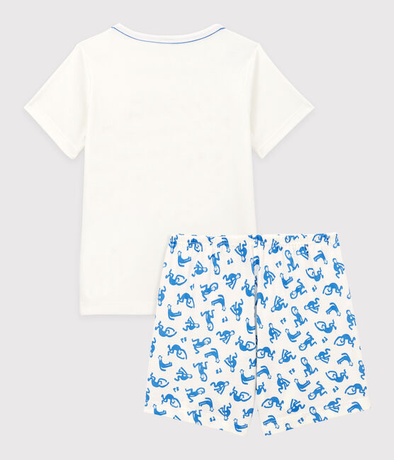 Pyjacourt petit garçon en coton blanc MARSHMALLOW/bleu BRASIER