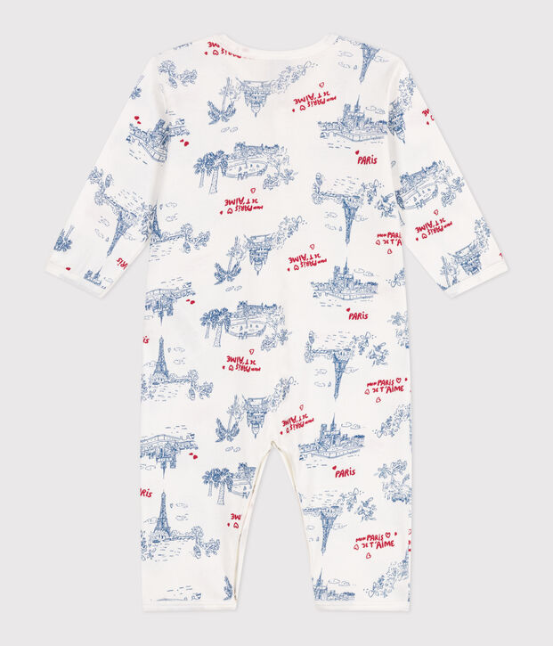 Pyjama b&eacute;b&eacute; en coton sans pieds motifs Paris blanc/multicouleur