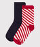 Lot de 2 paires de chaussettes rayures enfant garçon-fille variante 1