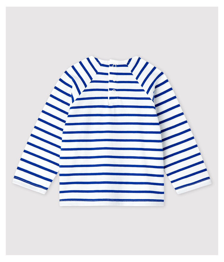 Marini&egrave;re cr&eacute;ative en jersey b&eacute;b&eacute; gar&ccedil;on blanc MARSHMALLOW/bleu SURF
