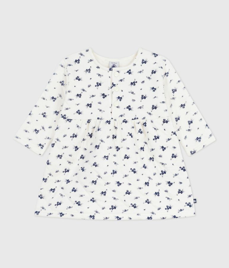 Robe b&eacute;b&eacute; en coton manches longues imprim&eacute;e fleurs bleu MILK/ SOIR