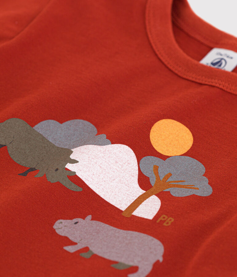 Tee-shirt manches courtes b&eacute;b&eacute; en jersey avec motif rouge HARISSA