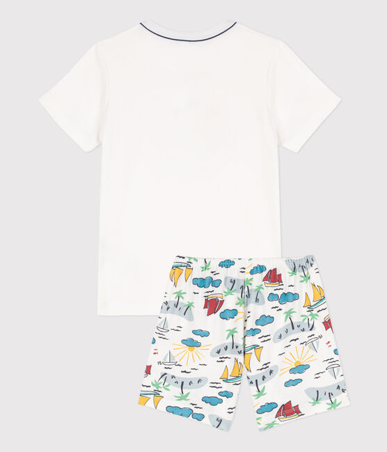 Pyjacourt explorateur en coton enfant blanc MARSHMALLOW/blanc MULTICO
