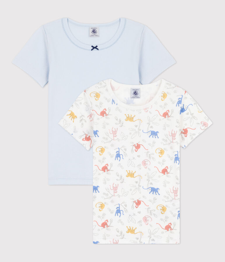 Lot de 2 t-shirts manches courtes petite fille en coton multicouleur
