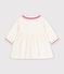 Robe b&eacute;b&eacute; en velours manches longues unie blanc cass&eacute;
