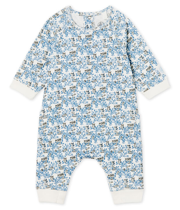 Combinaison longue b&eacute;b&eacute; gar&ccedil;on en c&ocirc;te blanc/multicouleur