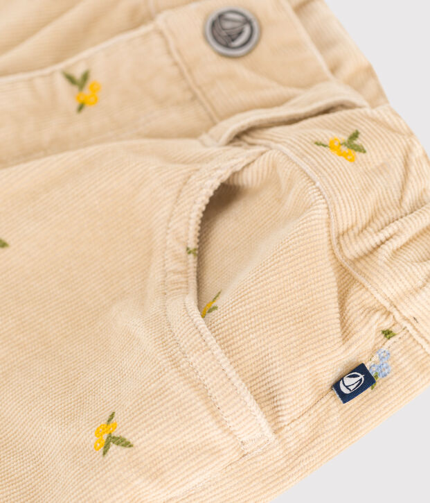 Pantalon enfant en velours &agrave; motifs beige/multicouleur