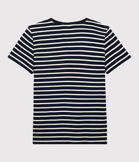 Tee-shirt LE DROIT col rond en coton bio Femme bleu SMOKING/blanc MARSHMALLOW
